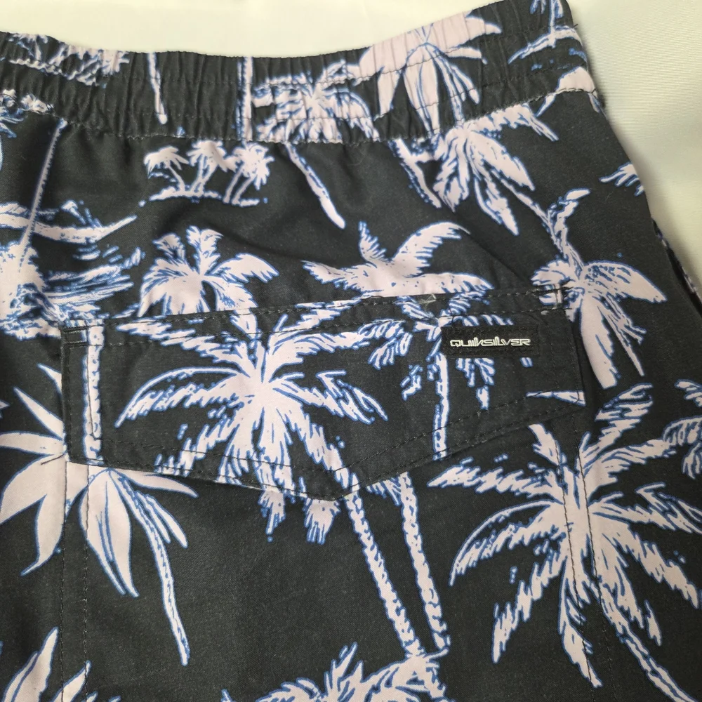 Quiksilver Men's Black and Pink‎ Swim Shorts Size XL